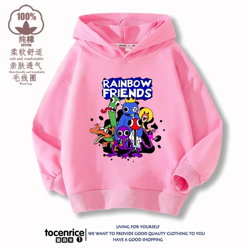 Rainbowd Friends Hoodies Kids Pullover Printed Hooded Sweatshirt Boys Girls Tops Kawaii Outwear Sudadera Children Clothes