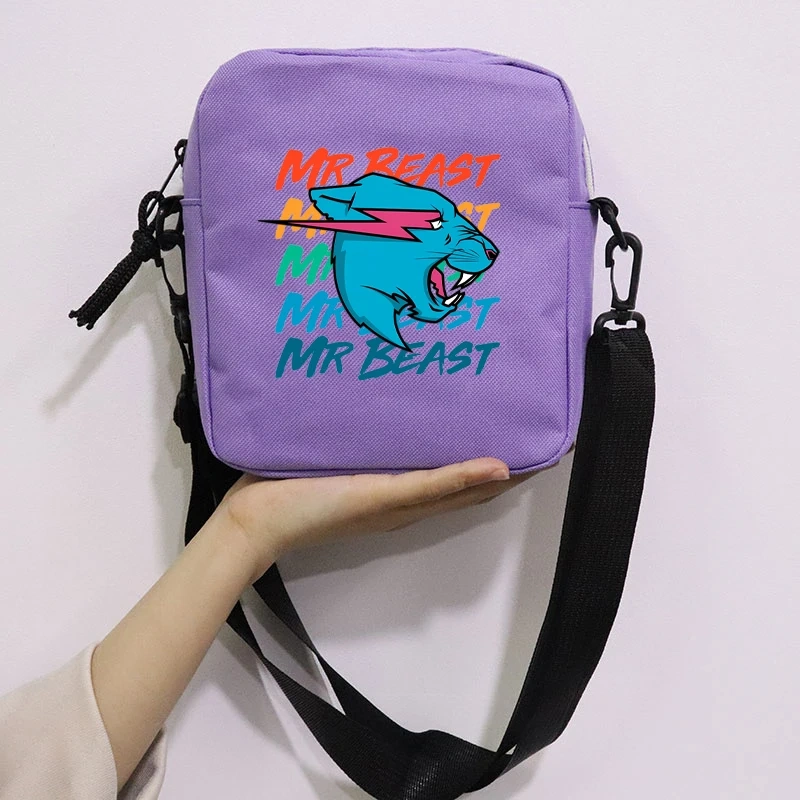 Mr Wolf Beast Printing School Bag Peripheral Oblique Bag Small Square Bag One Shoulder Oblique Backpack for Boy and Girls