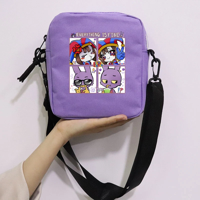 The Amazing Digital Circus School Bag Peripheral Oblique Bag Small Square Bag One Shoulder Oblique Backpack for Boy and Girls