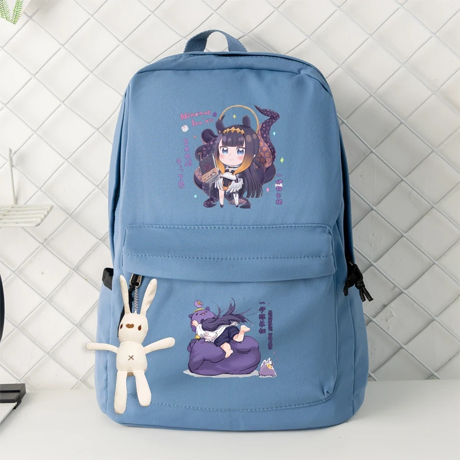 Anime VTuber Cosplay Ninomae Ina'nis Leisure Student High Capacity Zipper Cartoon Bag Backpack Schoolbag Nylon Shoulder Bags