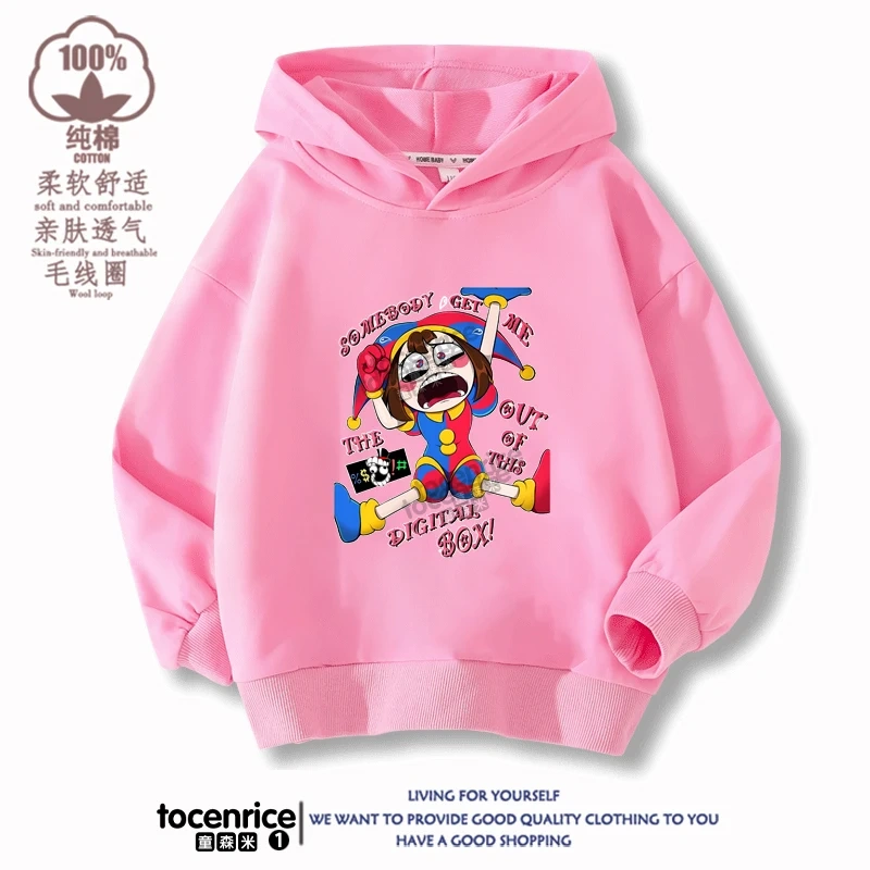 New 2023 Game The Amazing Digital Circus pomni Velvet Hoodies Children Boys Hooded Sweatshirts Clothes for Kids Pullovers Tops