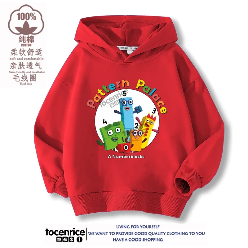 Numberblocks Hoodie Number Stuffed Sweatshirts Autumn Winter Coats Kids Pullovers Hoodies Baby Boys Girls Children's Clothing