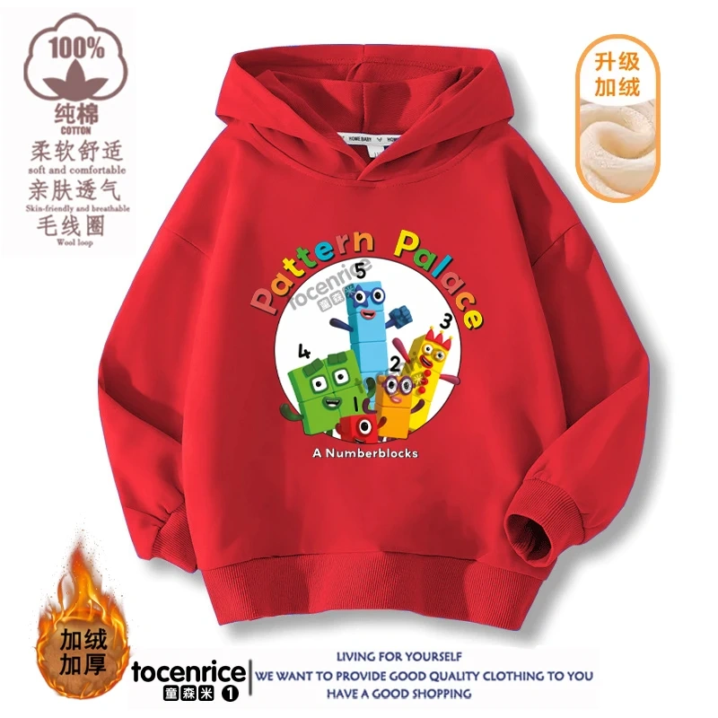 Numberblocks Hoodie Number Stuffed Sweatshirts Autumn Winter Coats Kids Pullovers Hoodies Baby Boys Girls Children's Clothing