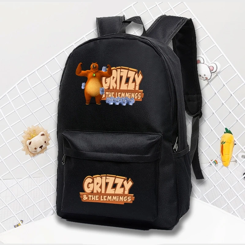 Sunlight Grizzly Bear Kindergarten Backpack Grizzy And The Lemmings School Bag Children Cartoon Rucksack Kids Bookbag gifts