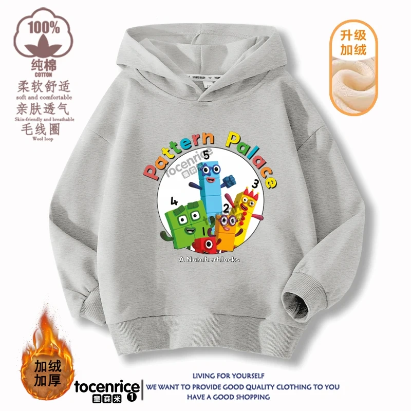 Numberblocks Hoodie Number Stuffed Sweatshirts Autumn Winter Coats Kids Pullovers Hoodies Baby Boys Girls Children's Clothing