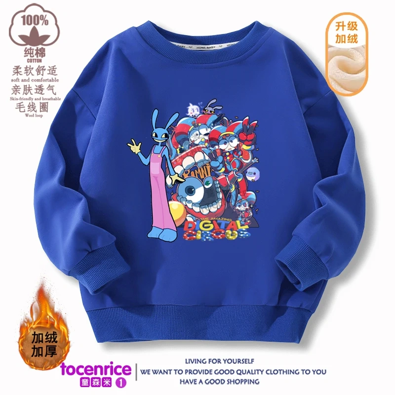 The Amazing Digital Circus Pomni Jax print Sweater Girl Boy Sweatshirts Children Kid Cartoon Hoodies Kid Pullover Cotton Clothes