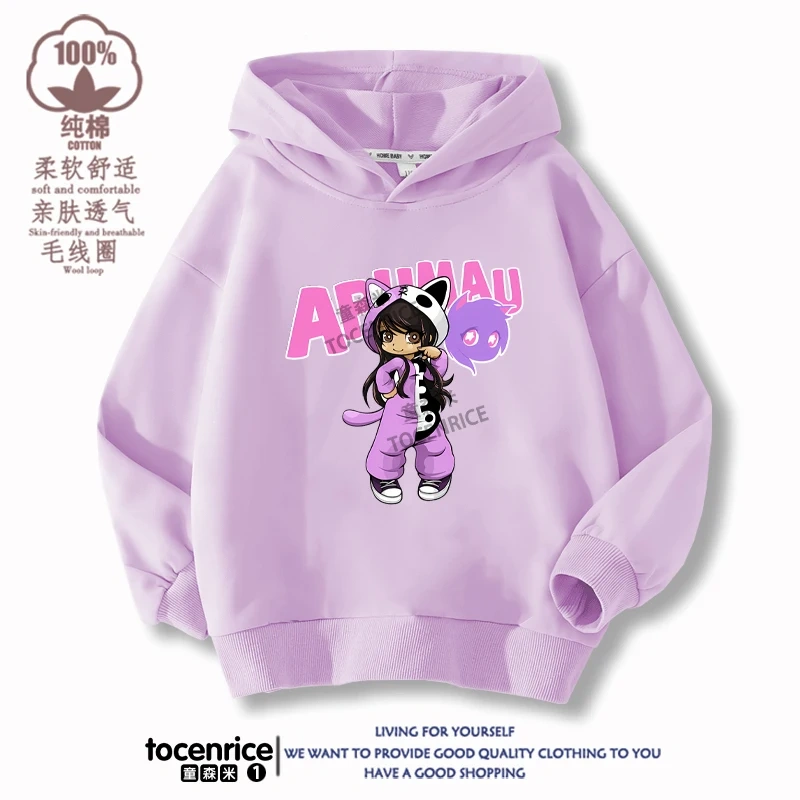 New Game Aphmau Print Hoodie Kids Hooded Sweatshirts Cartoon Anime Hoodies Spring Fall Children Clothing Harajuku Pullvers Tops