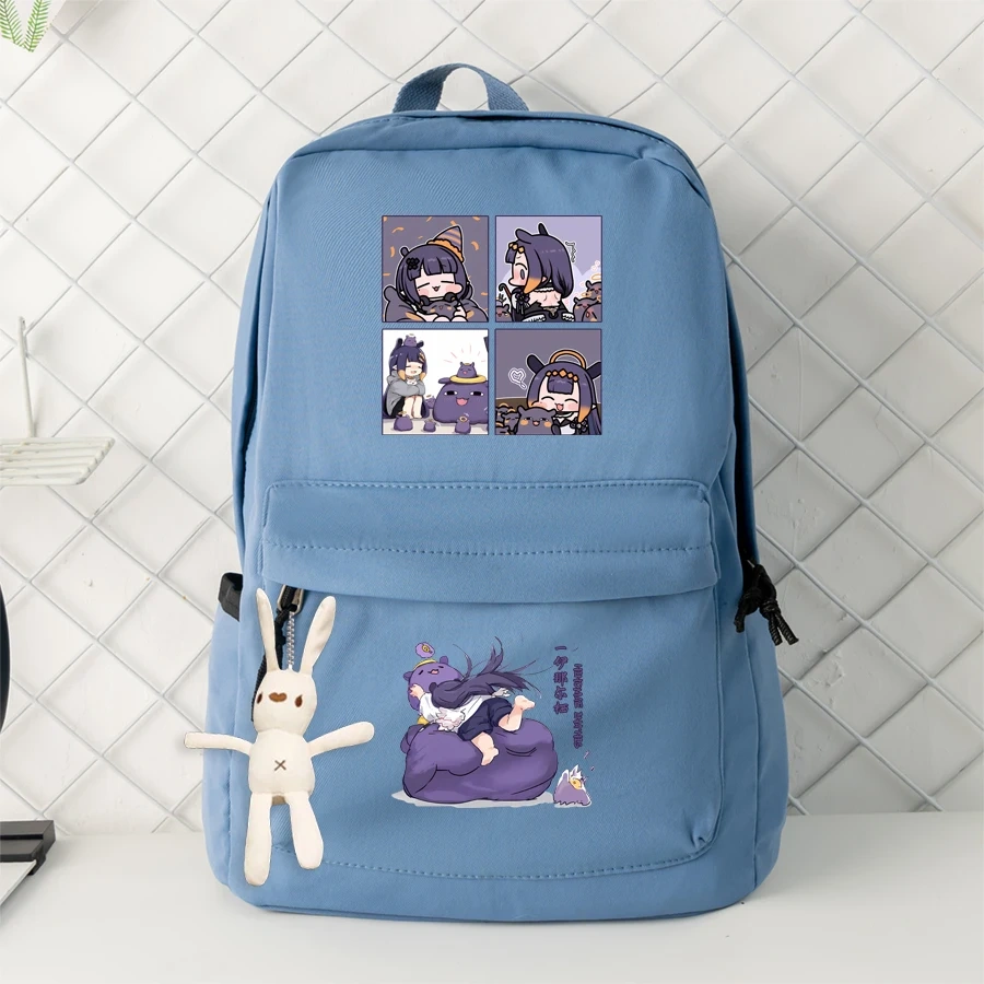 Vtuber Anchor Ninomae Ina'nis Anime Cartoon Schoolbag Backpack Nylon Shoulder Bags