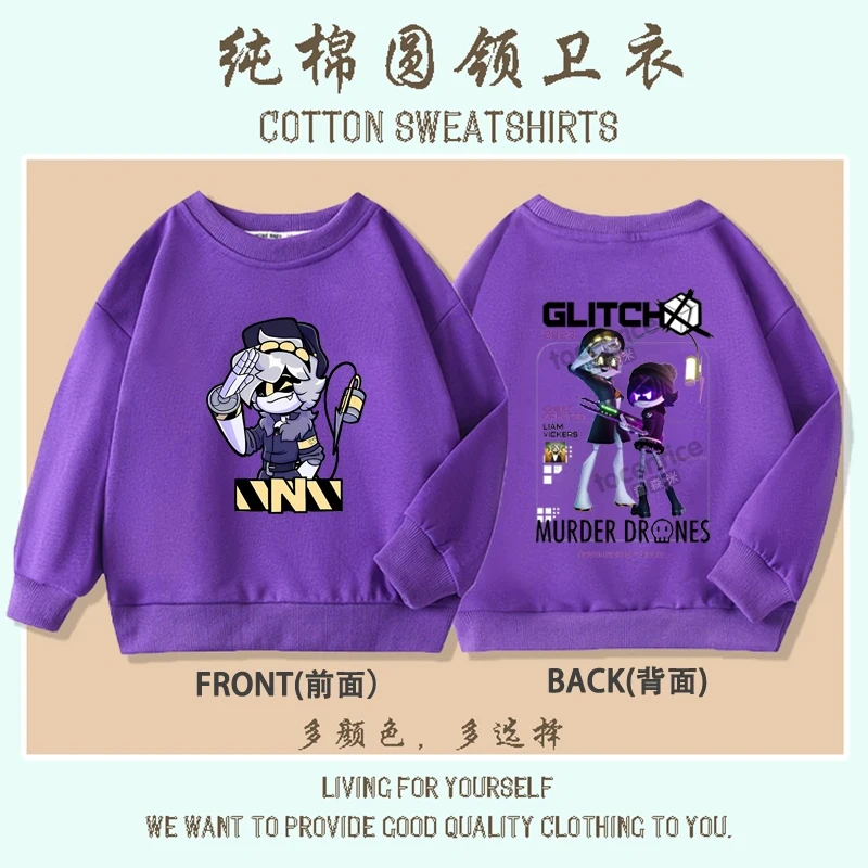 Cartoon Murder Drones Moxxie Hoodies Kids Cartoon Sweatshirts Tops Casual Boys Girls Pullovers Long Sleeve Children Sportwear