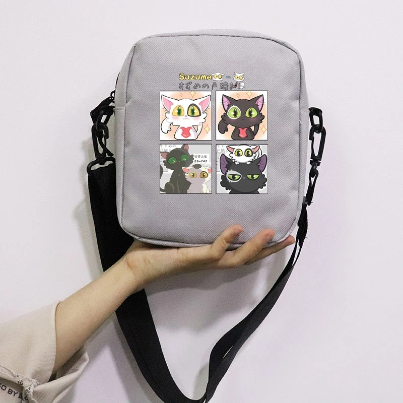 Anime Suzume Daijin Printing School Bag Peripheral Oblique Bag Small Square Bag One Shoulder Oblique Backpack for Boy and Girls