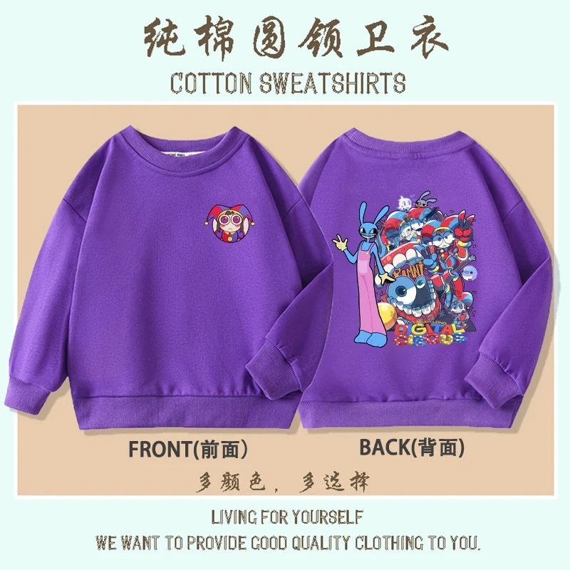 The Amazing Digital Circus Pomni Jax print Sweater Girl Boy Sweatshirts Children Kid Cartoon Hoodies Kid Pullover Cotton Clothes