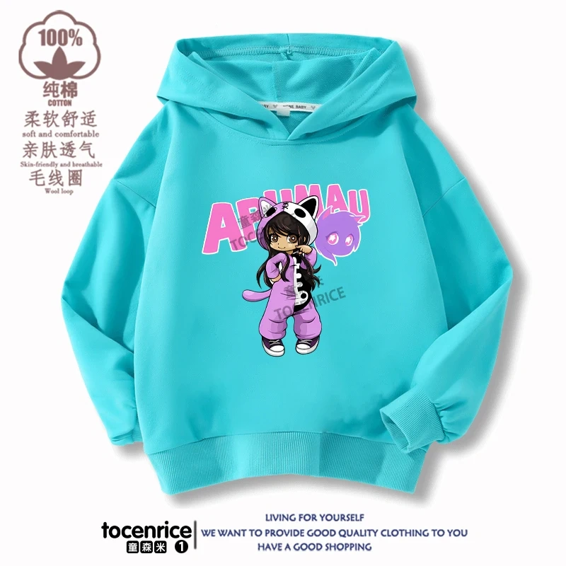 New Game Aphmau Print Hoodie Kids Hooded Sweatshirts Cartoon Anime Hoodies Spring Fall Children Clothing Harajuku Pullvers Tops