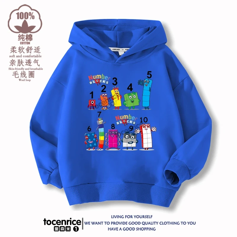 Numberblocks Hoodies Children Pullover Tops Autumn Long Sleeve Sweatshirt Boys Girls Hoody Streetwear Kids Clothes Sudadera