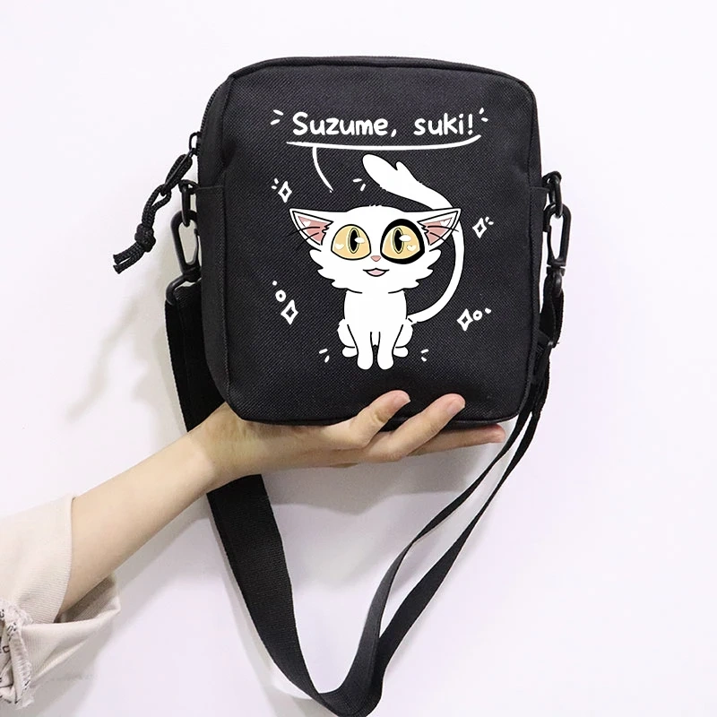 Anime Suzume Daijin Printing School Bag Peripheral Oblique Bag Small Square Bag One Shoulder Oblique Backpack for Boy and Girls