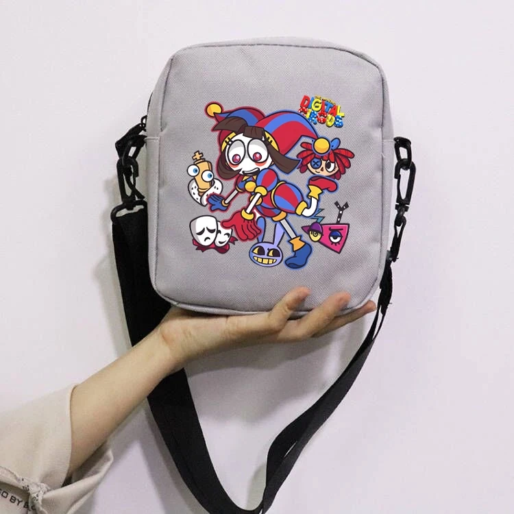 The Amazing Digital Circus School Bag Peripheral Oblique Bag Small Square Bag One Shoulder Oblique Backpack for Boy and Girls