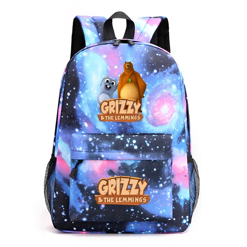 Sunlight Grizzly Bear Kindergarten Backpack Grizzy And The Lemmings School Bag Children Cartoon Rucksack Kids Bookbag gifts