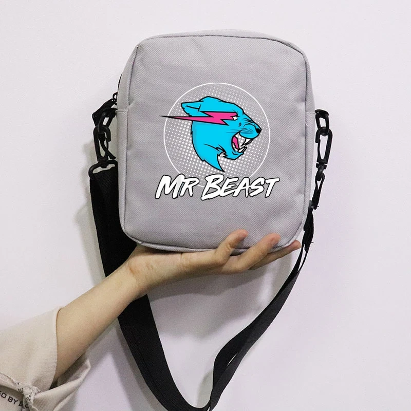 Mr Wolf Beast Printing School Bag Peripheral Oblique Bag Small Square Bag One Shoulder Oblique Backpack for Boy and Girls