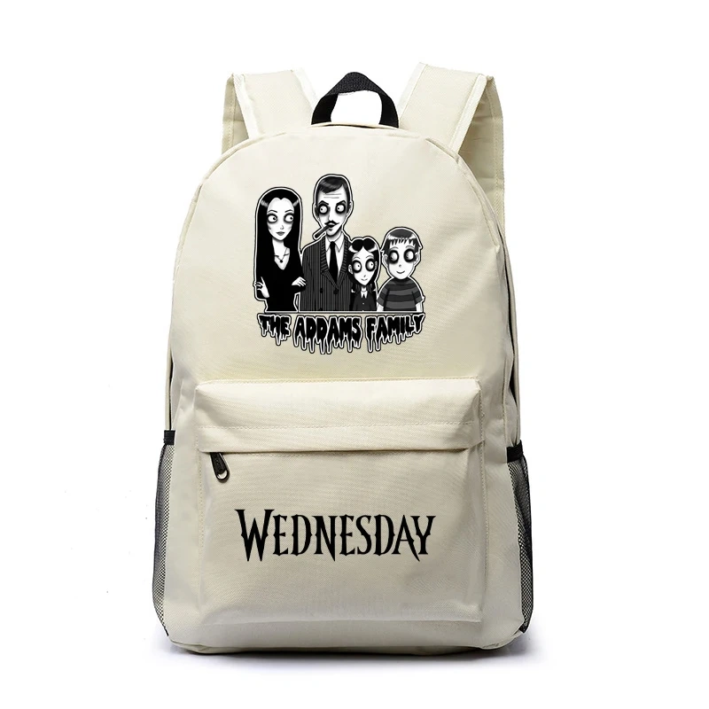 2023 New Wednesday Addams Student Bag Family Wednesday Backpack Meal Bag  Boys Girls Anime Cartoon School Bag Mochila