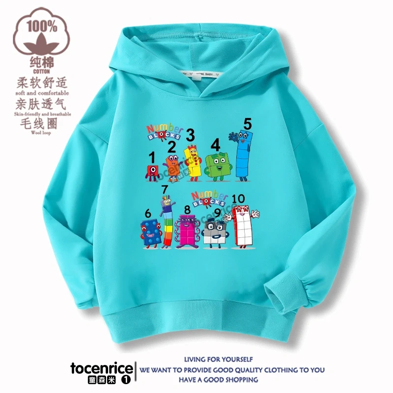 Numberblocks Hoodies Children Pullover Tops Autumn Long Sleeve Sweatshirt Boys Girls Hoody Streetwear Kids Clothes Sudadera
