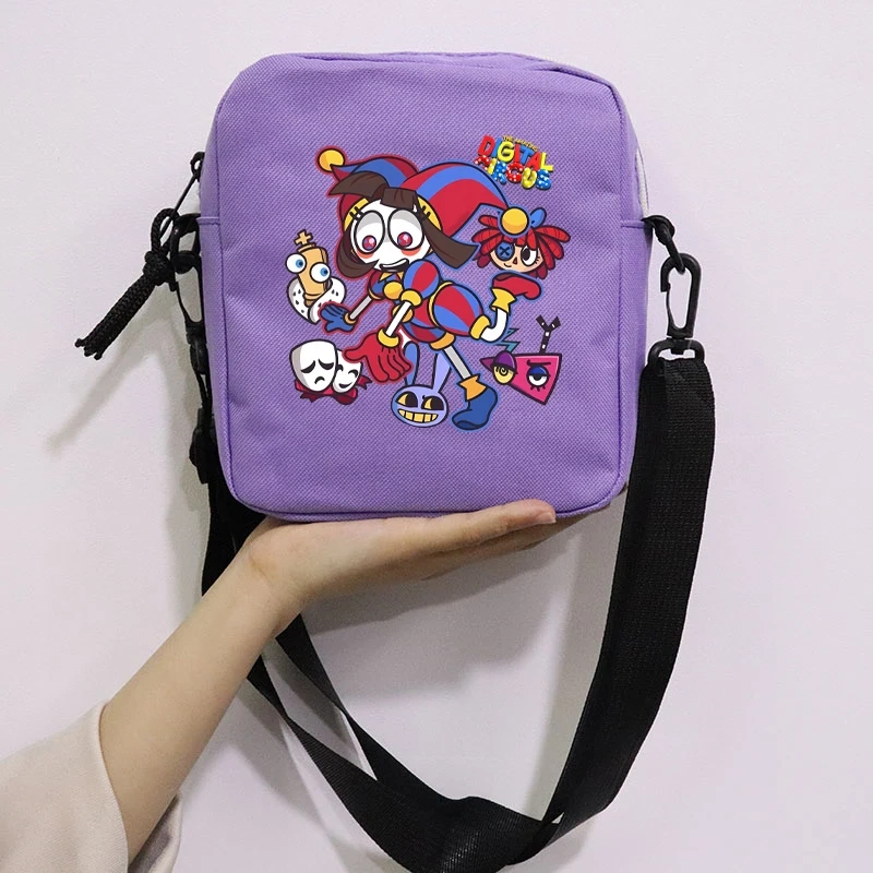 The Amazing Digital Circus School Bag Peripheral Oblique Bag Small Square Bag One Shoulder Oblique Backpack for Boy and Girls