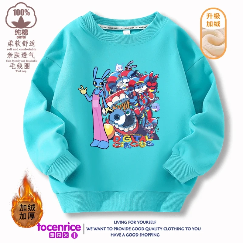 The Amazing Digital Circus Pomni Jax print Sweater Girl Boy Sweatshirts Children Kid Cartoon Hoodies Kid Pullover Cotton Clothes