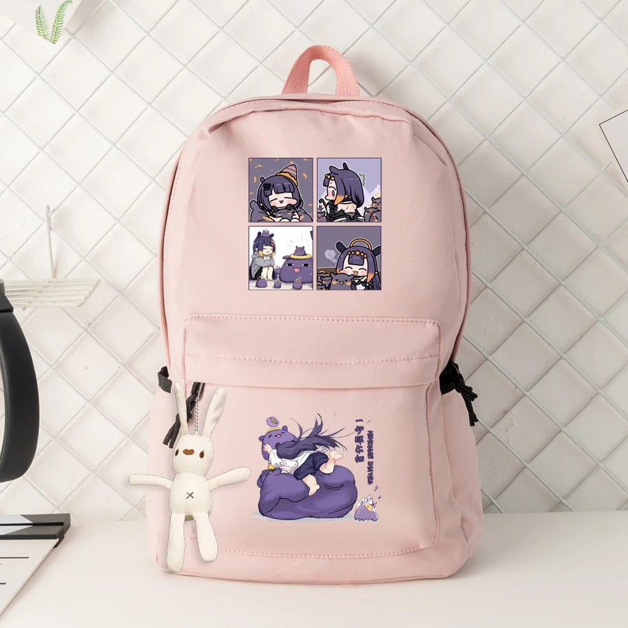 Vtuber Anchor Ninomae Ina'nis Anime Cartoon Schoolbag Backpack Nylon Shoulder Bags