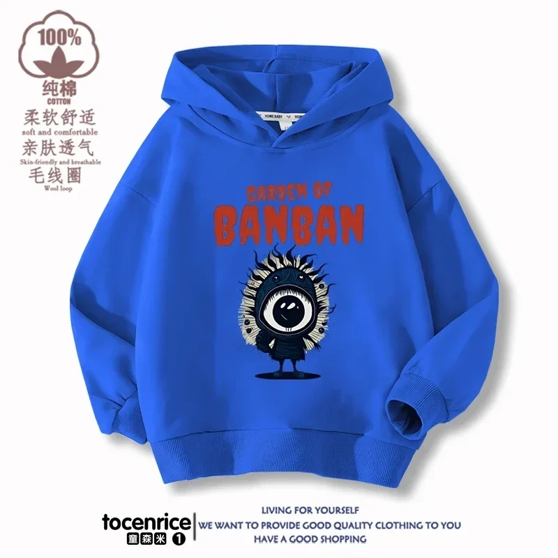 Game Garden of Banban Hoodie Kid Velvet Hooded Coat Girls Clothes Teenager Boys Full Sleeve Sweater Children Pullover Sweatshirt