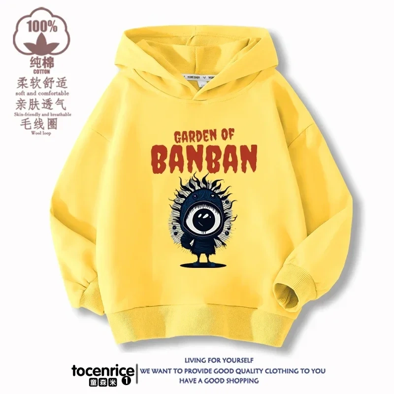 Game Garden of Banban Hoodie Kid Velvet Hooded Coat Girls Clothes Teenager Boys Full Sleeve Sweater Children Pullover Sweatshirt
