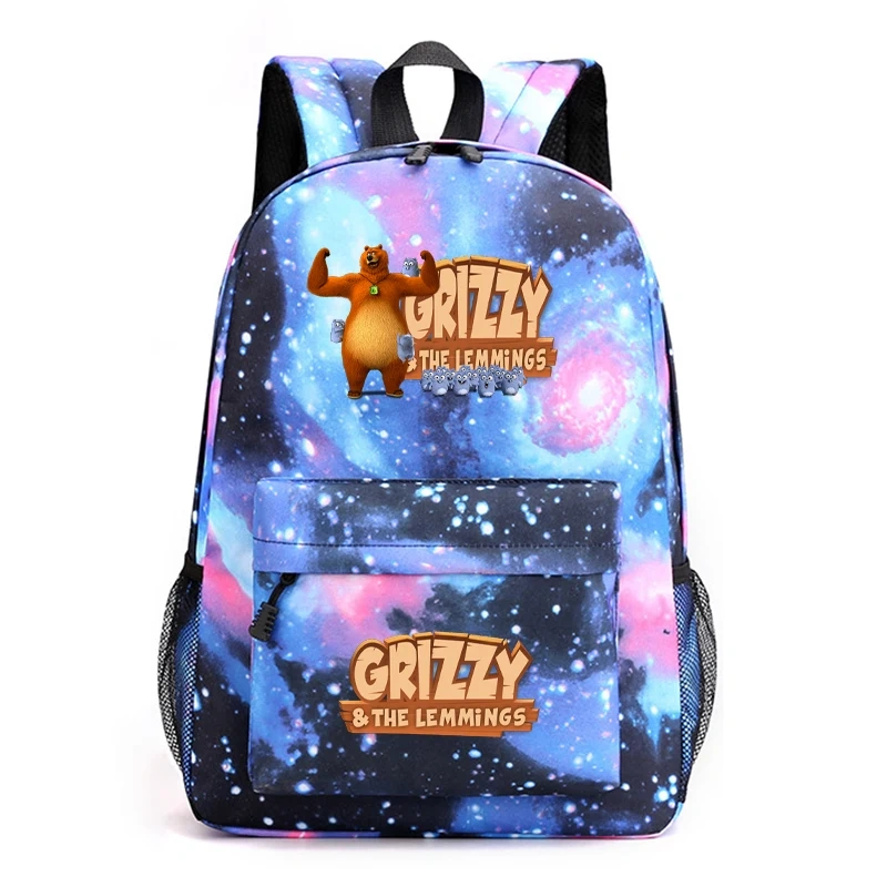 Sunlight Grizzly Bear Kindergarten Backpack Grizzy And The Lemmings School Bag Children Cartoon Rucksack Kids Bookbag gifts