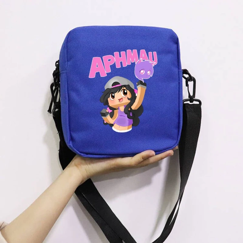 Cartoon Cute Aphmau School Bag Peripheral Oblique Bag Small Square Bag One Shoulder Oblique Backpack for Boy and Girls