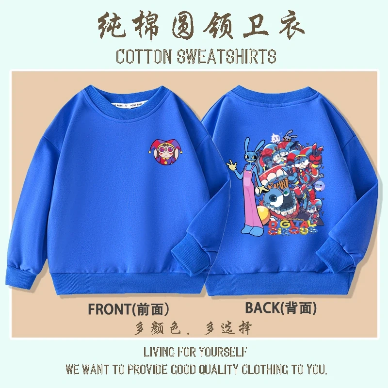 The Amazing Digital Circus Pomni Jax print Sweater Girl Boy Sweatshirts Children Kid Cartoon Hoodies Kid Pullover Cotton Clothes
