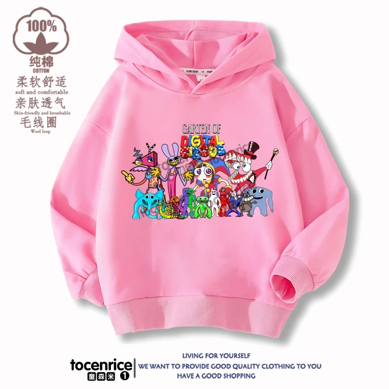 The Amazing Digital Circus JAX  Winter Autumn Velvet Hoodies Children Boys Hooded Sweatshirts Clothes for Kids Pullovers Tops