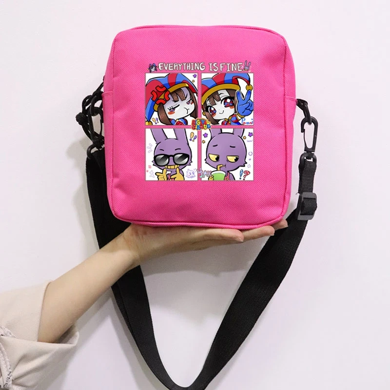 The Amazing Digital Circus School Bag Peripheral Oblique Bag Small Square Bag One Shoulder Oblique Backpack for Boy and Girls