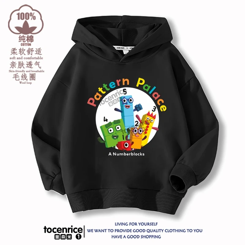 Numberblocks Hoodie Number Stuffed Sweatshirts Autumn Winter Coats Kids Pullovers Hoodies Baby Boys Girls Children's Clothing