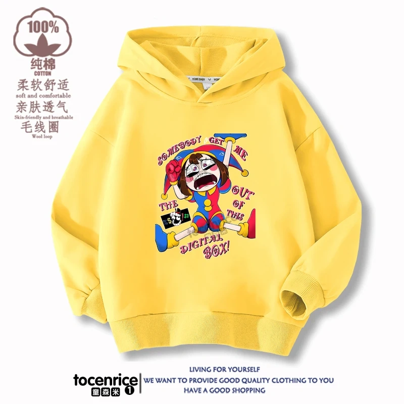 New 2023 Game The Amazing Digital Circus pomni Velvet Hoodies Children Boys Hooded Sweatshirts Clothes for Kids Pullovers Tops