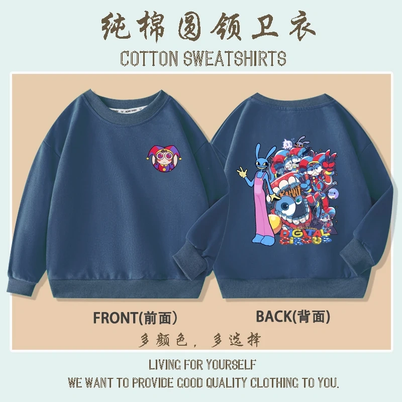 The Amazing Digital Circus Pomni Jax print Sweater Girl Boy Sweatshirts Children Kid Cartoon Hoodies Kid Pullover Cotton Clothes