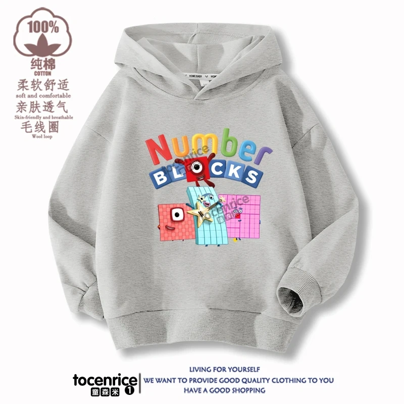Numberblocks Hoodies Children Pullover Tops Autumn Long Sleeve Sweatshirt Boys Girls Hoody Streetwear Kids Clothes Sudadera
