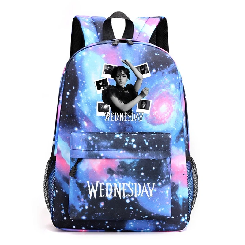 2023 New Wednesday Addams Student Bag Family Wednesday Backpack Meal Bag  Boys Girls Anime Cartoon School Bag Mochila