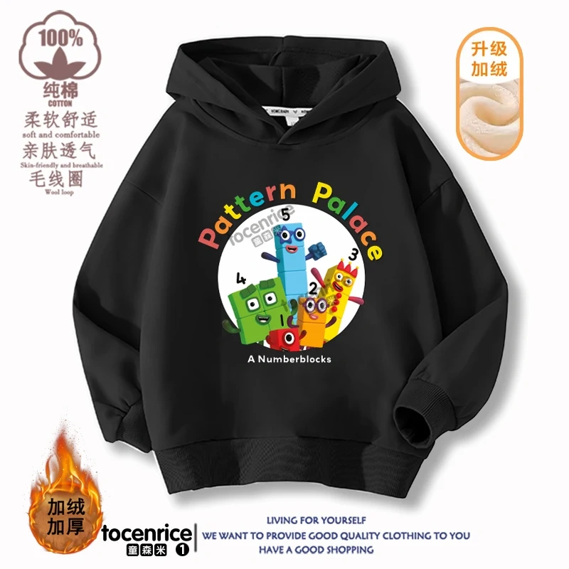 Numberblocks Hoodie Number Stuffed Sweatshirts Autumn Winter Coats Kids Pullovers Hoodies Baby Boys Girls Children's Clothing