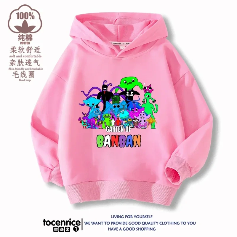 Game Garten of Banban VI Print Hoodies Kids Pullover Printed Hooded Sweatshirt  Girls Pink Tops Kawaii Outwear Children Clothes
