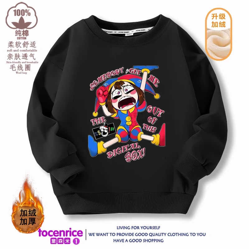 2023 The Amazing Digital Circus Pomni Print Sweater Girl Boy Sweatshirts Children Kid Cartoon Hoodies Kid Pullover Cotton Clothe