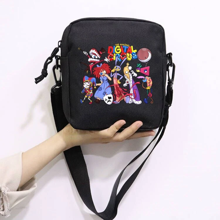 The Amazing Digital Circus School Bag Peripheral Oblique Bag Small Square Bag One Shoulder Oblique Backpack for Boy and Girls