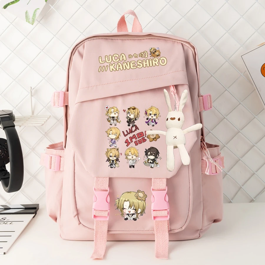 Anime Luxiem VTuber Cosplay Vox Akuma Mysta Luca ShuYamino Leisure Double Root Student High Capacity Zipper Cartoon Bag Backpack