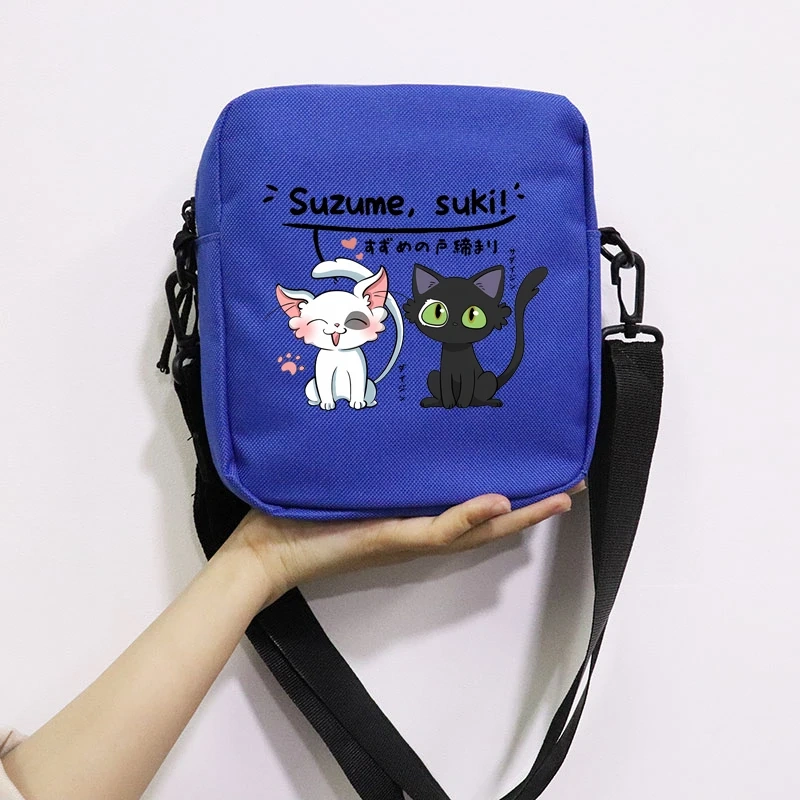 Anime Suzume Daijin Printing School Bag Peripheral Oblique Bag Small Square Bag One Shoulder Oblique Backpack for Boy and Girls