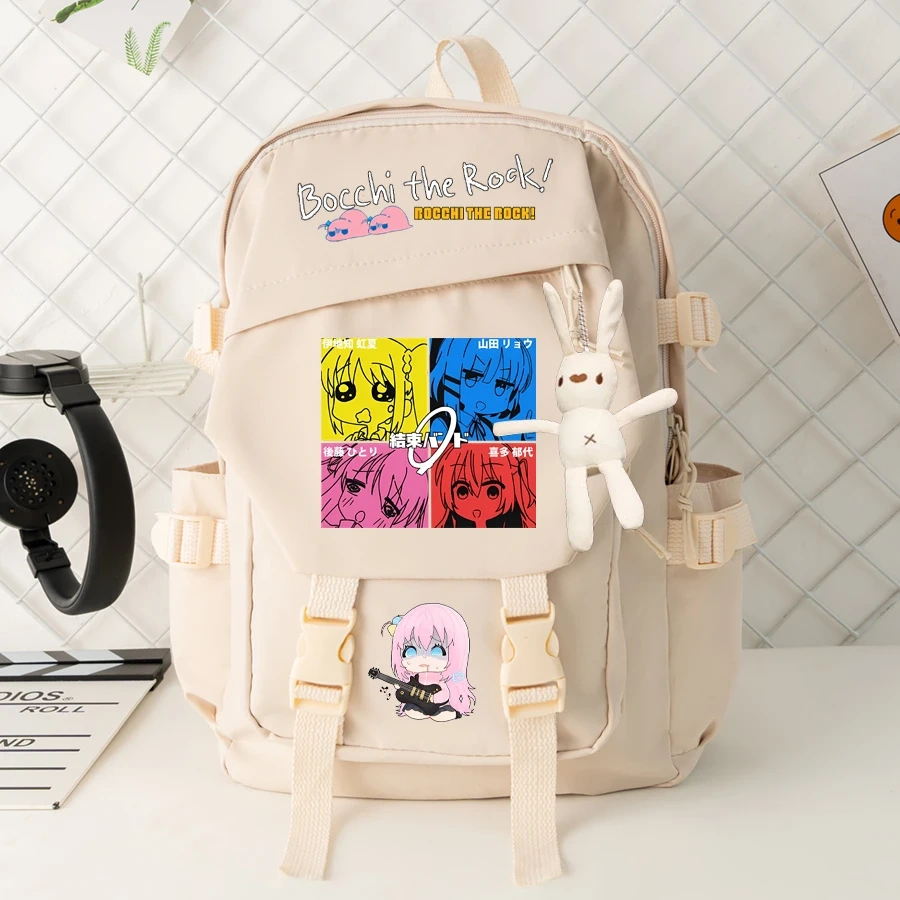 Bocchi The Rock Anime Backpacks Bags for Teenager Hiking Zip Portable Trekking Bags Grocery Fashion Large Capacity School Bags