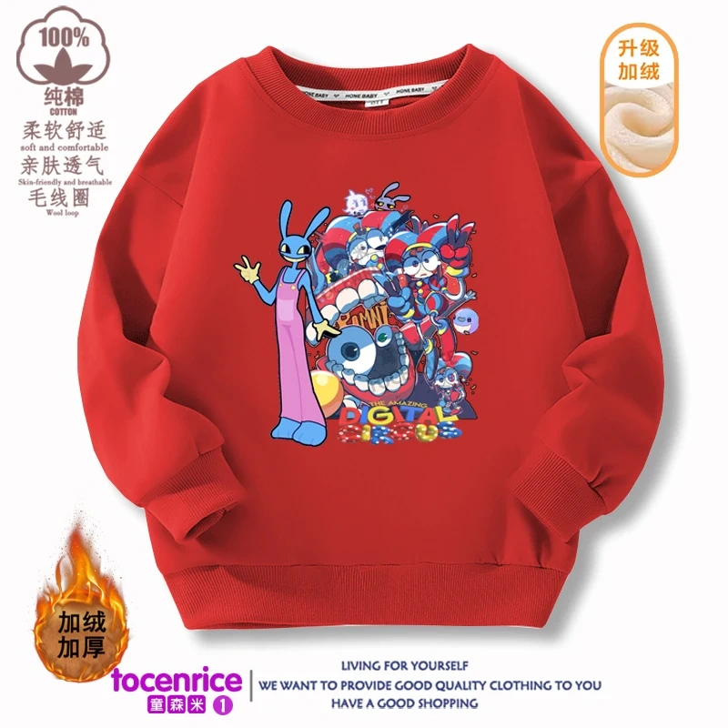 The Amazing Digital Circus Pomni Jax print Sweater Girl Boy Sweatshirts Children Kid Cartoon Hoodies Kid Pullover Cotton Clothes