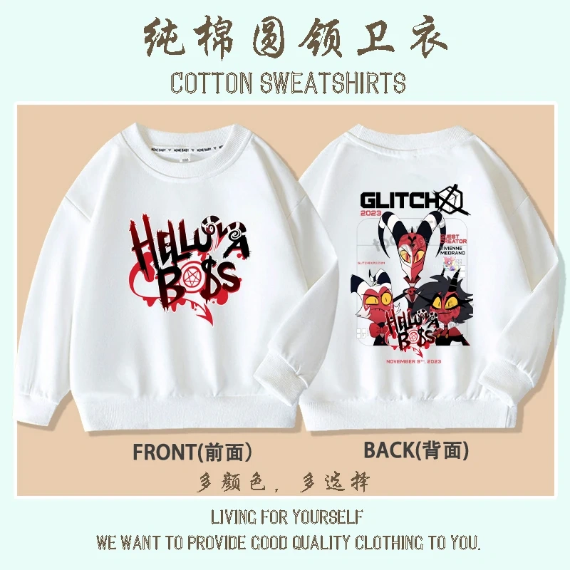 Cartoon Helluva Boss Moxxie Hoodies Kids Cartoon Sweatshirts Tops Casual Boys Girls Pullovers Long Sleeve Children Sportwear