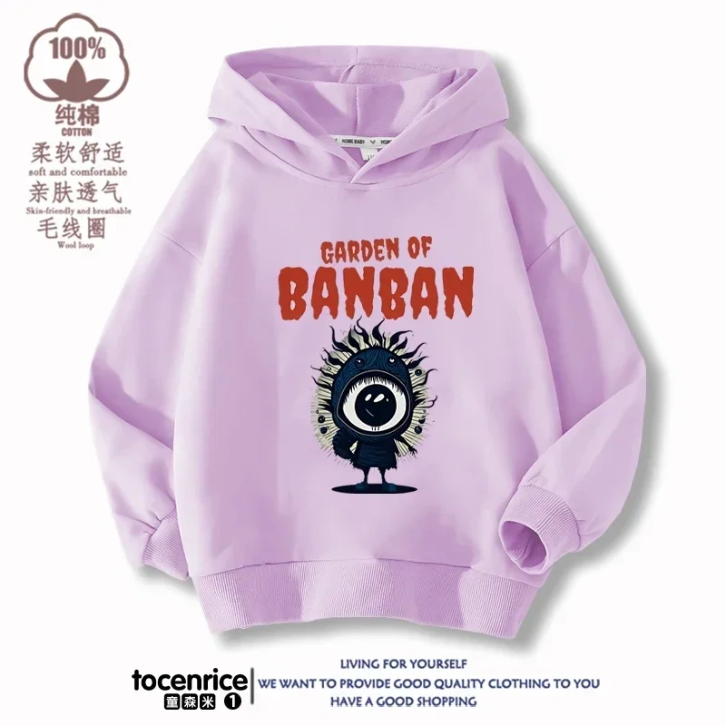 Game Garden of Banban Hoodie Kid Velvet Hooded Coat Girls Clothes Teenager Boys Full Sleeve Sweater Children Pullover Sweatshirt