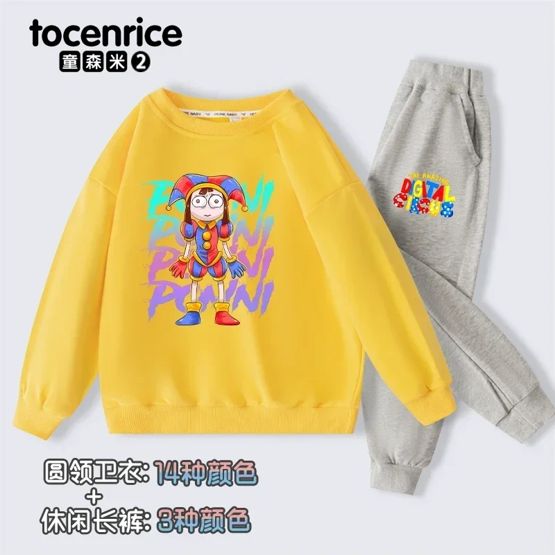 The Amazing Digital Circus Pomni print  Sweatshirt Children Suit Boys Tracksuits Kids Velvet Sport Suits Hoodies Top+Pants 2pcs