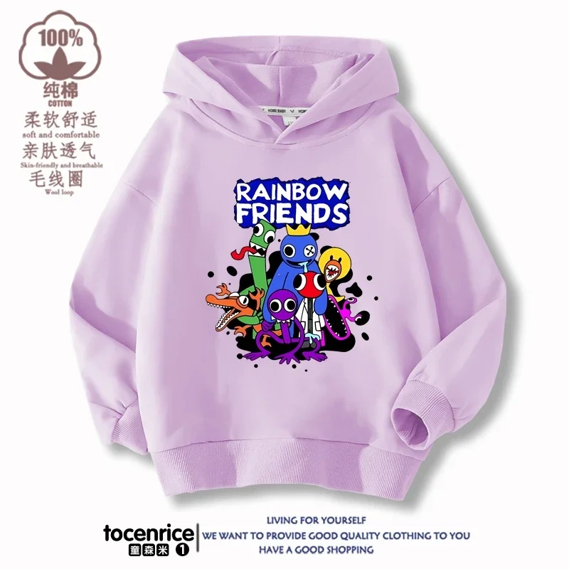 Rainbowd Friends Hoodies Kids Pullover Printed Hooded Sweatshirt Boys Girls Tops Kawaii Outwear Sudadera Children Clothes